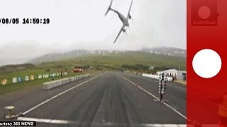 Scary Plane crashes into racetrack in Iceland and explodes [upl. by Adnilam962]