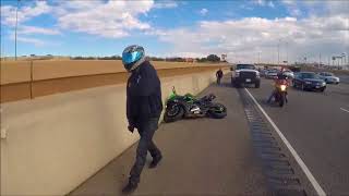 New Kawasaki 636 CRASH and TOW in Under 1 Minute Brake Fade [upl. by Boyce]