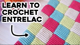 HOW TO CROCHET ENTRELAC STITCH tunisian crochet patchwork step by step crochet tutorial [upl. by Eirehs]