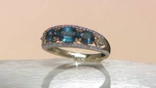 ThreeStone Kyanite amp Diamond Band Ring 14K Gold 165 cttw on QVC [upl. by Shepp]