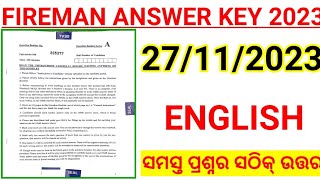 FIREMAN ANSWER KEY 2023  FIREMAN ENGLISH ANSWER KEY  SMART ODIA [upl. by Soinotna]