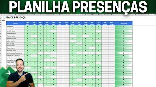 Como Fazer Planilha de Presenças e Faltas no Excel  Planilha Moderna e Automática [upl. by Muiram736]