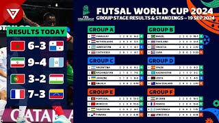 🔴 MD2 FIFA FUTSAL WORLD CUP 2024 Group Results amp Standings Table as of 19 Sep 2024 [upl. by Jourdan]