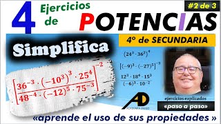 SIMPLIFICACIÓN de POTENCIAS 2 de 3ACADEMIADIEGO [upl. by Ognimod]