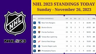 NHL Standings Today as of November 26 2023  NHL Highlights  NHL Reaction  NHL Tips [upl. by Barnet]