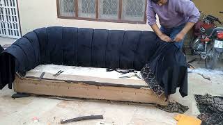 3 seat sofa black drafting wala  Elegant sofa maker 034 250 093 40 [upl. by Enimzaj924]