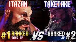 SF6 ▰ ITAZAN 1 Ranked Zangief vs TAKETAKEPIANO 2 Ranked JP ▰ High Level Gameplay [upl. by Yereffej781]