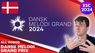 DMGP 2024 All Songs Reaction 🇩🇰  Denmark Eurovision [upl. by Bray]