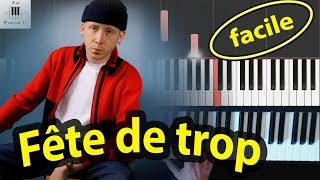 Fête De trop  Eddy de Pretto  Piano  Tutoriel FACILE  Synthesia [upl. by Yddur]