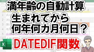 【Excel】DATEDIF関数の使い方｜年齢が簡単に自動計算できる [upl. by Navillus267]