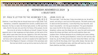 Twentyfirst Week After Pentecost Wednesday  Hebrews 72628 812 amp John 10916  Nov 13 2024 [upl. by Ermengarde]