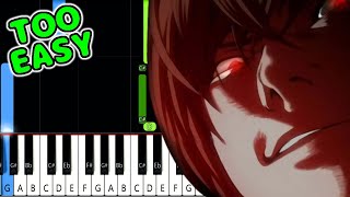 The World  Death Note OP 1 EASY Piano Tutorial animelovemen [upl. by Laurita]