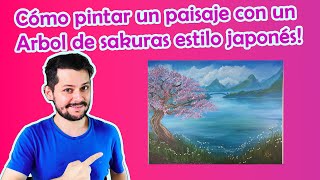 ¿Cómo hacer un paisaje acrílico Árboles de sakuras en las montañas orientales Nelson Valji Paint [upl. by Fletcher314]