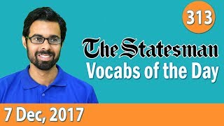 ✅The Statesman Vocabulary 7th Dec 2017  Learn 10 New Words with Tricks  Day313 [upl. by Chiarra]