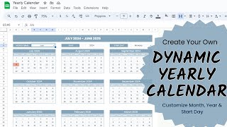 Create a Dynamic Yearly Calendar in Google Sheets  Customize Month Year and Start Day [upl. by Notnilc930]