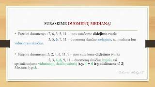 40 pamoka Skaičių mediana moda Skaičių vidurkis [upl. by Suravat]
