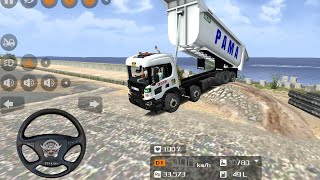 Dumpper truck scania muatan batu offroad‼️ driving heavy truck offroad gamebussid [upl. by Aihsik]