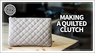 Leather Craft Making a quilted Leather clutch bag [upl. by Hwang]