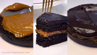 Chocolate Caramel Moist Cake  Chocolate Ganache amp Easy Caramel Recipe wo using condensed milk [upl. by Aerdnua]