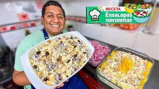 3 ENSALADAS NAVIDEÑAS  RECETA Navideña fácil y rápida MiRecetaMagica [upl. by Talbert]