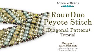 RounDuo Peyote Stitch Diagonal Bracelet DIY Jewelry Making Tutorial by PotomacBeads [upl. by Eahs]