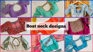 🤩Boat neck blouse designs💜 simple amp trendy blouse designs✨ [upl. by Elad743]