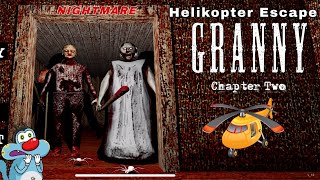 Granny Chapter 2 Nightmare Oggy Helicopter Escape Hindi Funny Oggy And Jack Voice [upl. by Ashil]