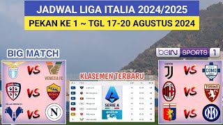 Jadwal Liga Italia Pekan ke 1  LAZIO vs VENEZIA  JUVENTUS vs COMO  SERIE A ITALIA 202425 [upl. by Ysied914]