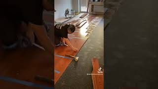 Prefinished engineered wood floor Installation in NYC diy newyorkcity pumahardwoodflooringcom [upl. by Ardnoet488]