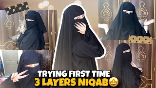 Most awaited vlog😉🫶🏻 how to wear 3 layers niqab [upl. by Hanikehs]