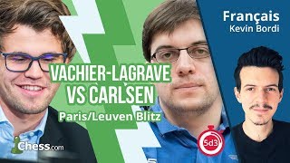 Maxime VachierLagrave contre Magnus Carlsen Blitz commenté en direct [upl. by Kcirde]