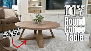 DIY Round Walnut Coffee Table from 1 SHEET of PLYWOOD FREE PLANS [upl. by Frame]