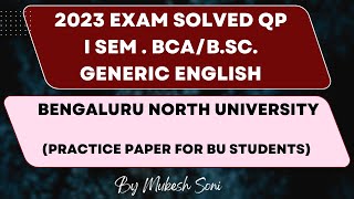 1st Sem BCABSC  BNU  2023 Solved QP  Generic English [upl. by Landri917]