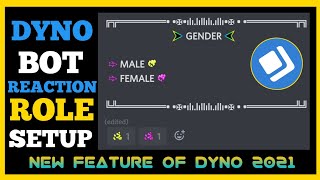 Reaction Roles by Dyno Bot  New Feature  Commands amp Setup  2021 [upl. by Taryn]