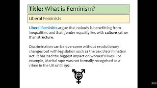 A Sociology AQA Theories Feminism [upl. by Ahsias]