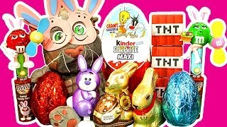 Kinder Surprise Maxi Egg Easter Bunny Eggsplosion Toy Madness PlayDoh TNT Unboxing [upl. by Antipus]