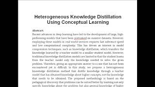 Heterogeneous Knowledge Distillation Using Conceptual Learning [upl. by Reffinnej]