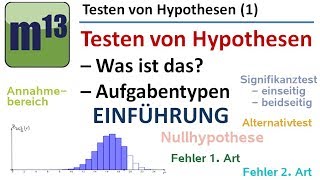 Testen von Hypothesen 1  Einführung Aufgabentypen und wichtige Begriffe [upl. by Tolkan]