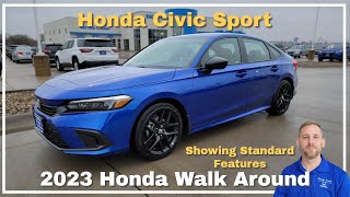 2023 Honda Civic Sport Walkaround  standard Features and Functions [upl. by Atauqal]