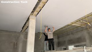 How to Build and Install a Plasterboard System Under a Concrete Ceiling Quickly and Firmly [upl. by Nileek]