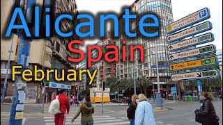 Spain ⁴ᴷ  Alicante  walking tour  4k 🌡T21C° 🌞 20240211 [upl. by Greysun]