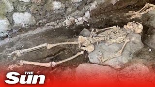 Pompeii archeologists excavate three new skeletons [upl. by Naig194]