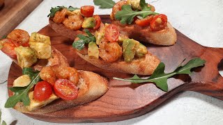 How to Make Garlic Shrimp and Avocado Crostini  Delicious Recipes [upl. by Auqenahc]