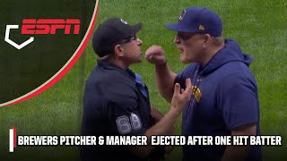 Freddy Peralta THROWN OUT after hitting ONE BATTER 😳 Manager Pat Murphy tossed too 👀  ESPN MLB [upl. by Ridinger]