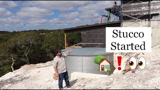 Hillside Custom Home Progress with Framing Rough Ins and Stucco Started in Texas Hill Country [upl. by Veradis]