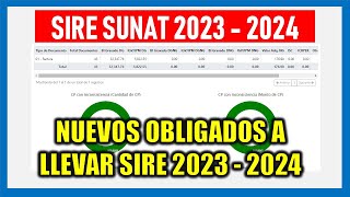 SIRE SUNAT 2023  2024 Obligados a llevar SIRE SUNAT 2023  2024 RESUMEN [upl. by Neik68]