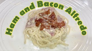 Turkey Ham and Bacon Alfredo  Quick and Easy pasta dish [upl. by Ococ]