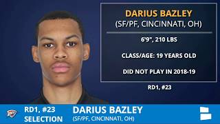 Darius Bazley Selected By OKC With Pick 23 In 1st Round of 2019 NBA Draft  Grade amp Analysis [upl. by Kciderf244]