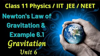 Class 11 Physics Newtons Law of Gravitation and Example 61 Gravitation Unit 6 [upl. by Knarf]