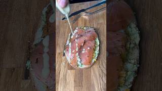 Incredible smoked salmon on Avocado amp Egg Toast shorts [upl. by Aylatan]